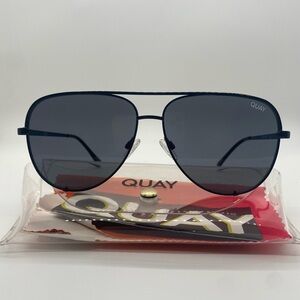 Quay Australia High Key Smoke Black Aviator Sunglasses extra large new no tags